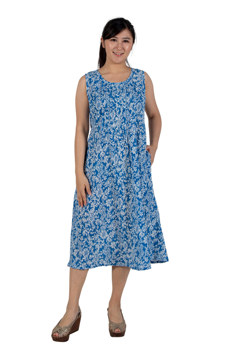 La Cera Cotton Print Sleeveless Gown