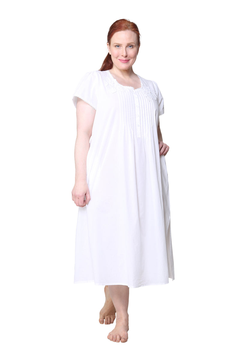 La Cera Plus Size 100% Cotton Lace Applique Gown – La Cera™