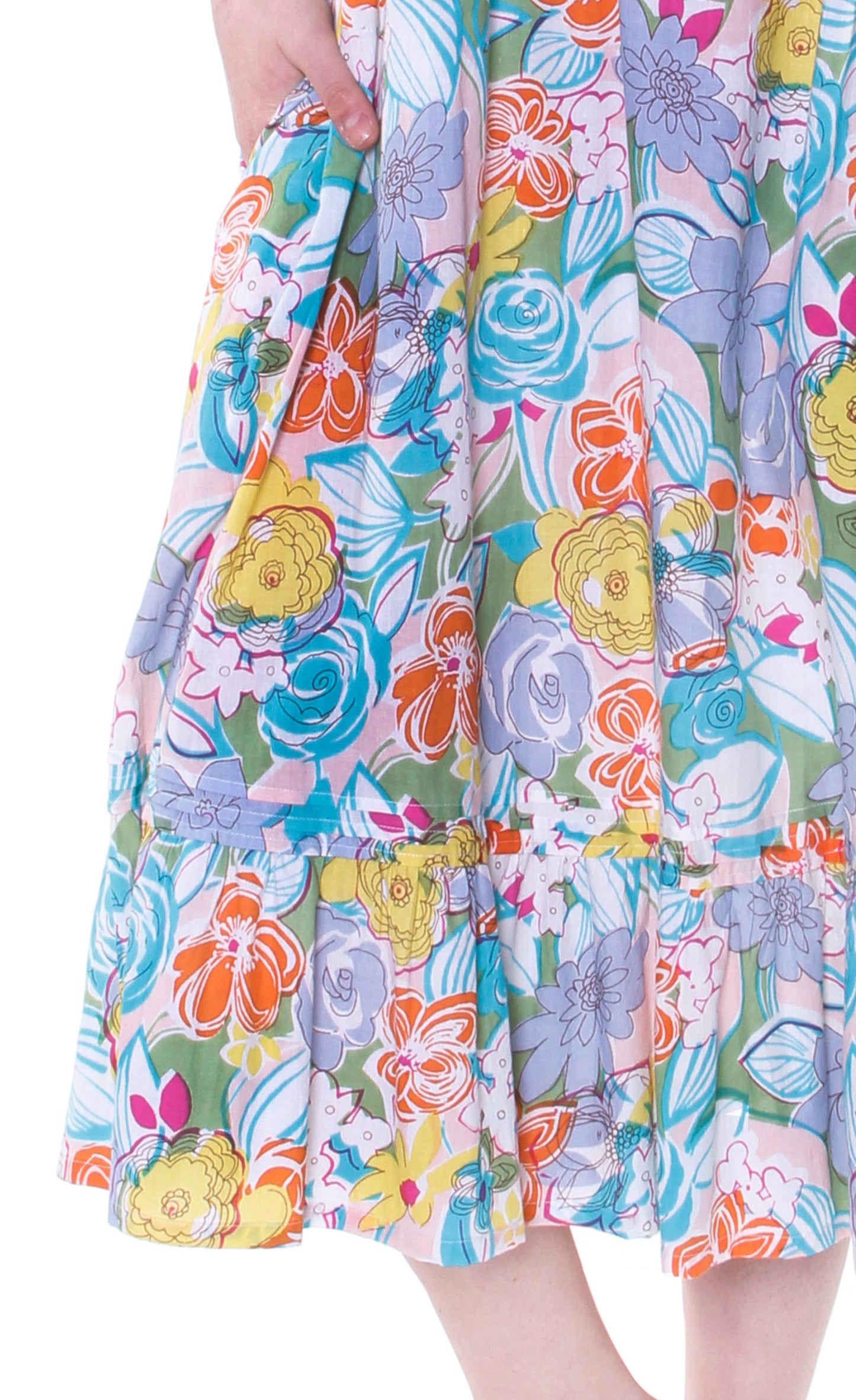 ¡Vestido con escote corazón y estampado vibrante con bolsillos!