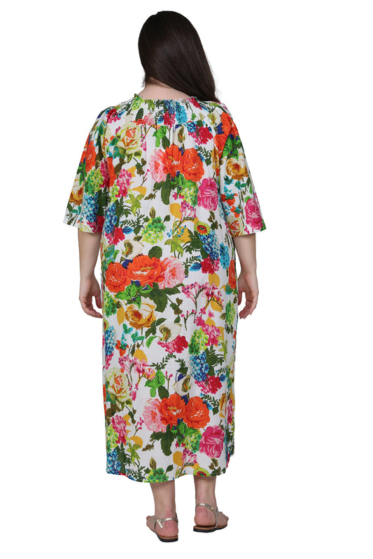 100% Cotton Tropical Floral Nightgown - La Cera