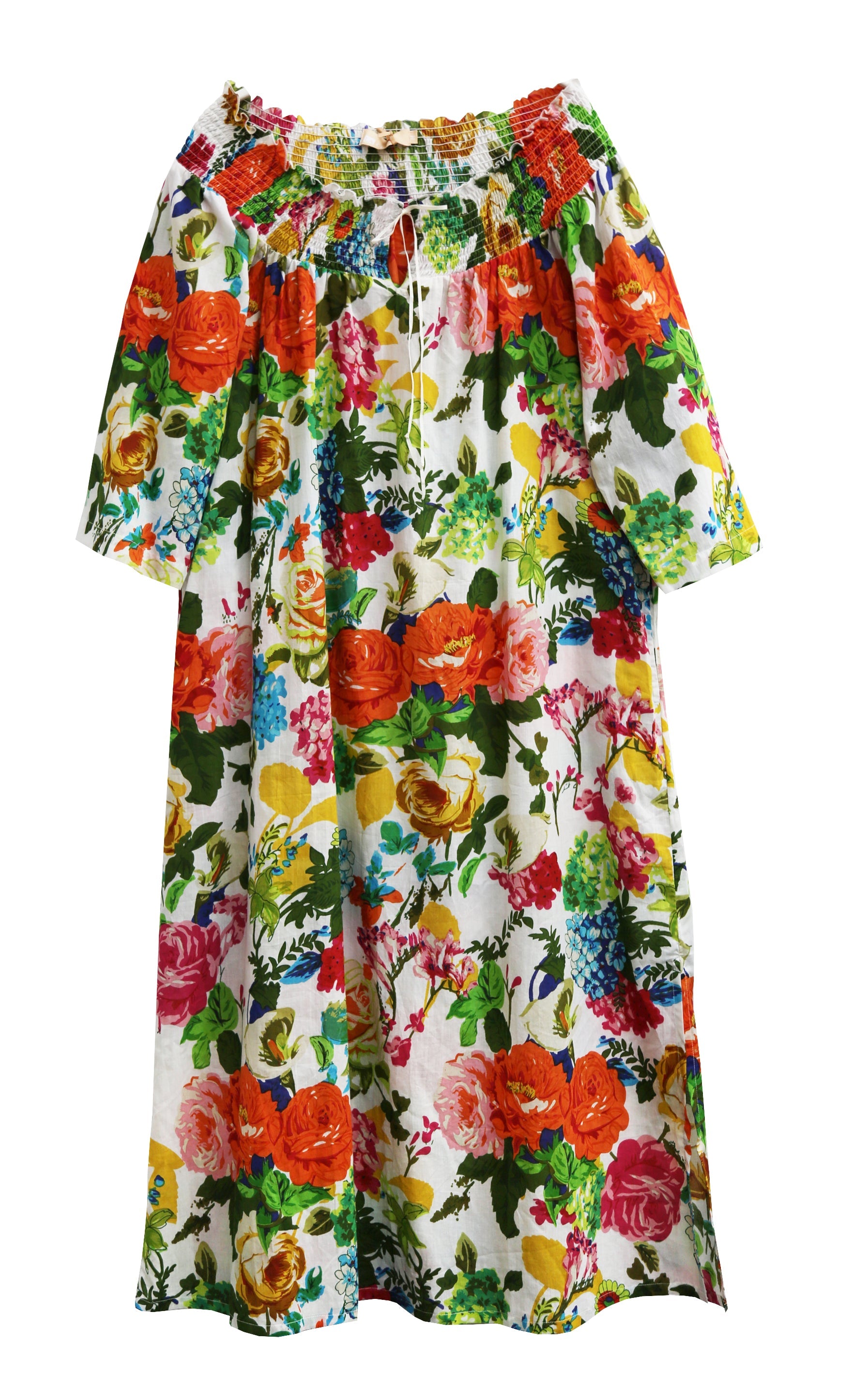 100% Cotton Tropical Floral Nightgown - La Cera