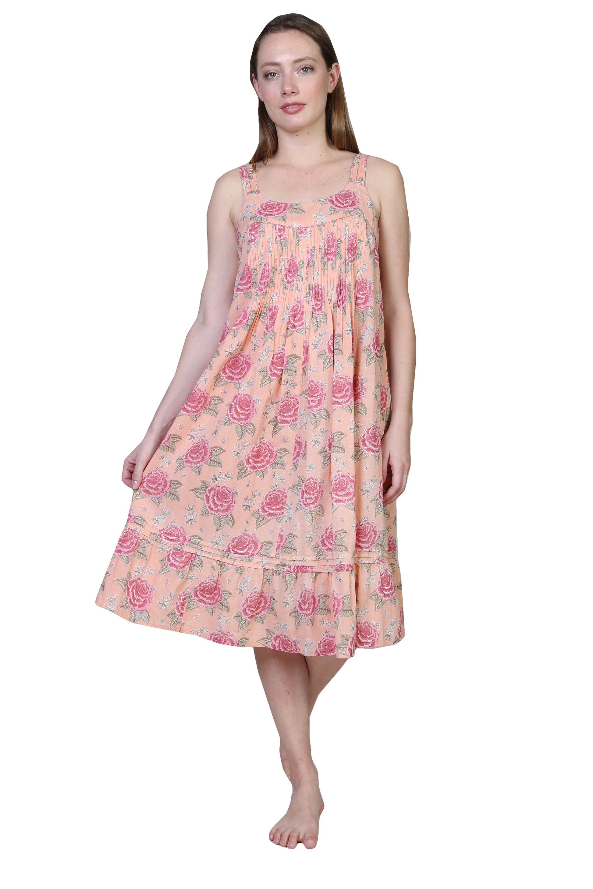 La Cera Vintage Print Pleat Front Gown - La Cera