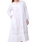 100% Cotton Embroidered Long Sleeve Gown - La Cera
