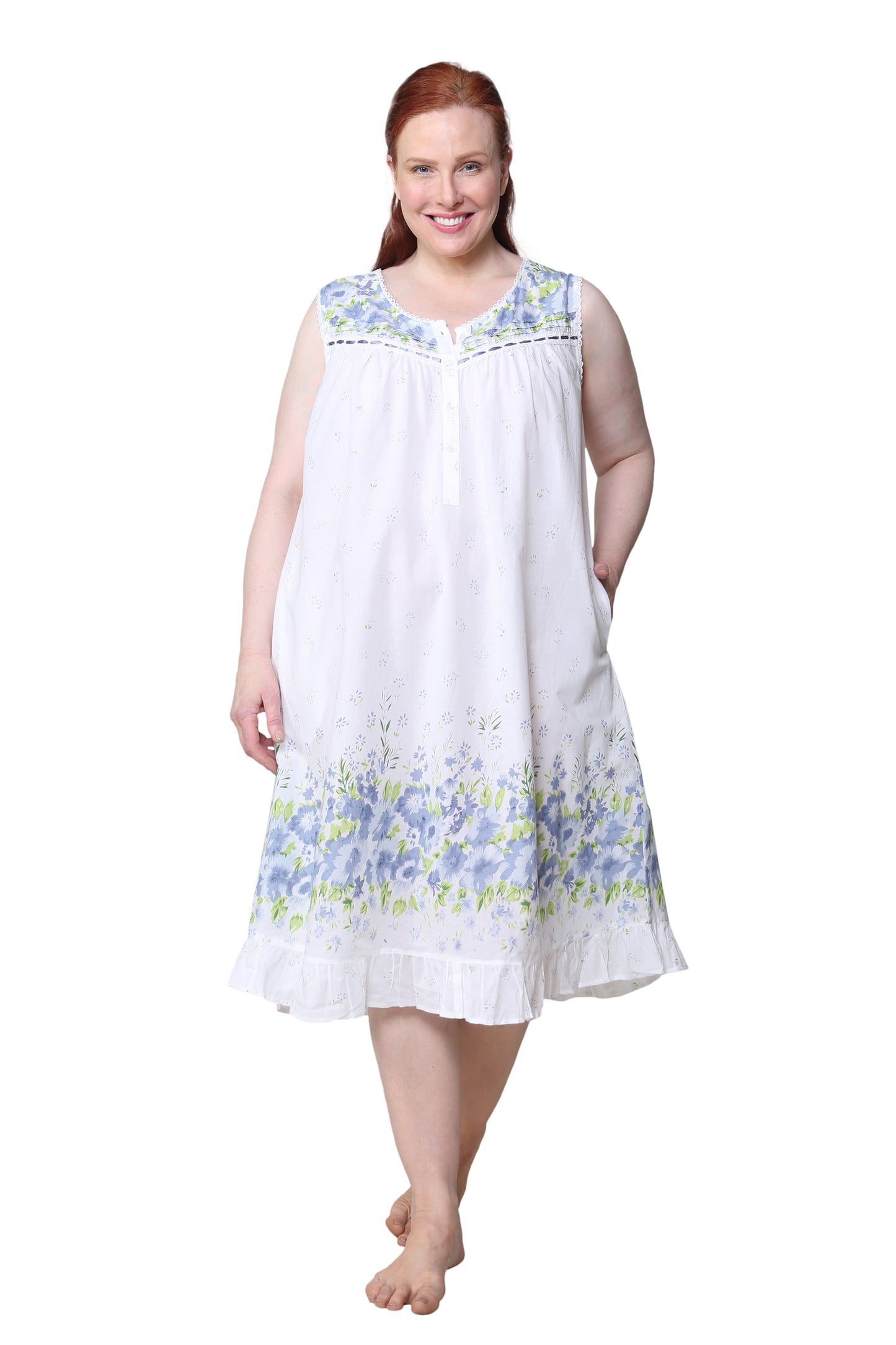 La Cera Primrose Border Plus Size Print Gown - La Cera