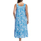 Plus size 100% Cotton Lace Trim Flounce Gown Blue Toile Print - La Cera