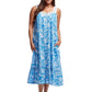 Plus size 100% Cotton Lace Trim Flounce Gown Blue Toile Print - La Cera