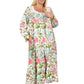 Lace Trimmed English Garden Print Button Front Robe Gown