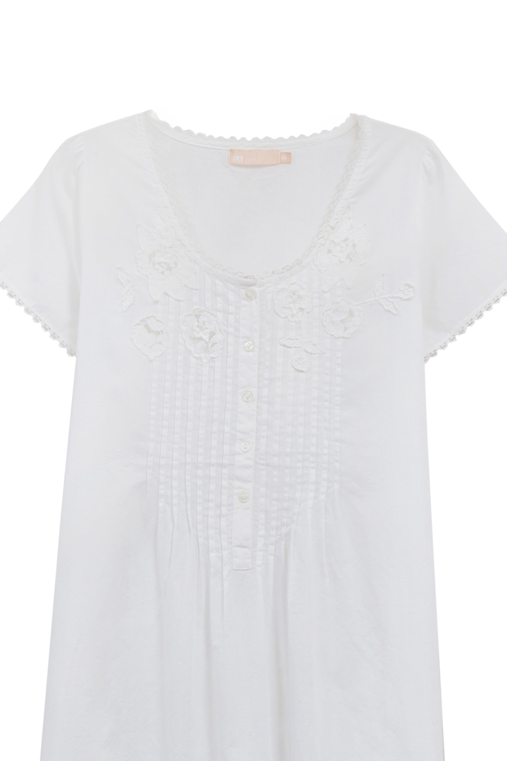La Cera Plus Size 100% Cotton Lace Applique Gown - La Cera