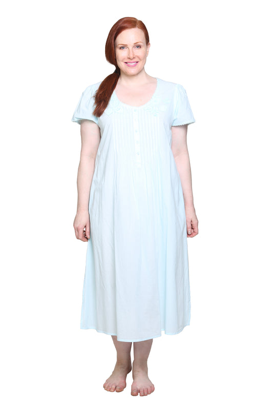 La Cera 100% Cotton Lace Applique Gown - La Cera