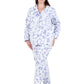 La Cera Plus Size  Porcelain Blue Floral Flannel PJ