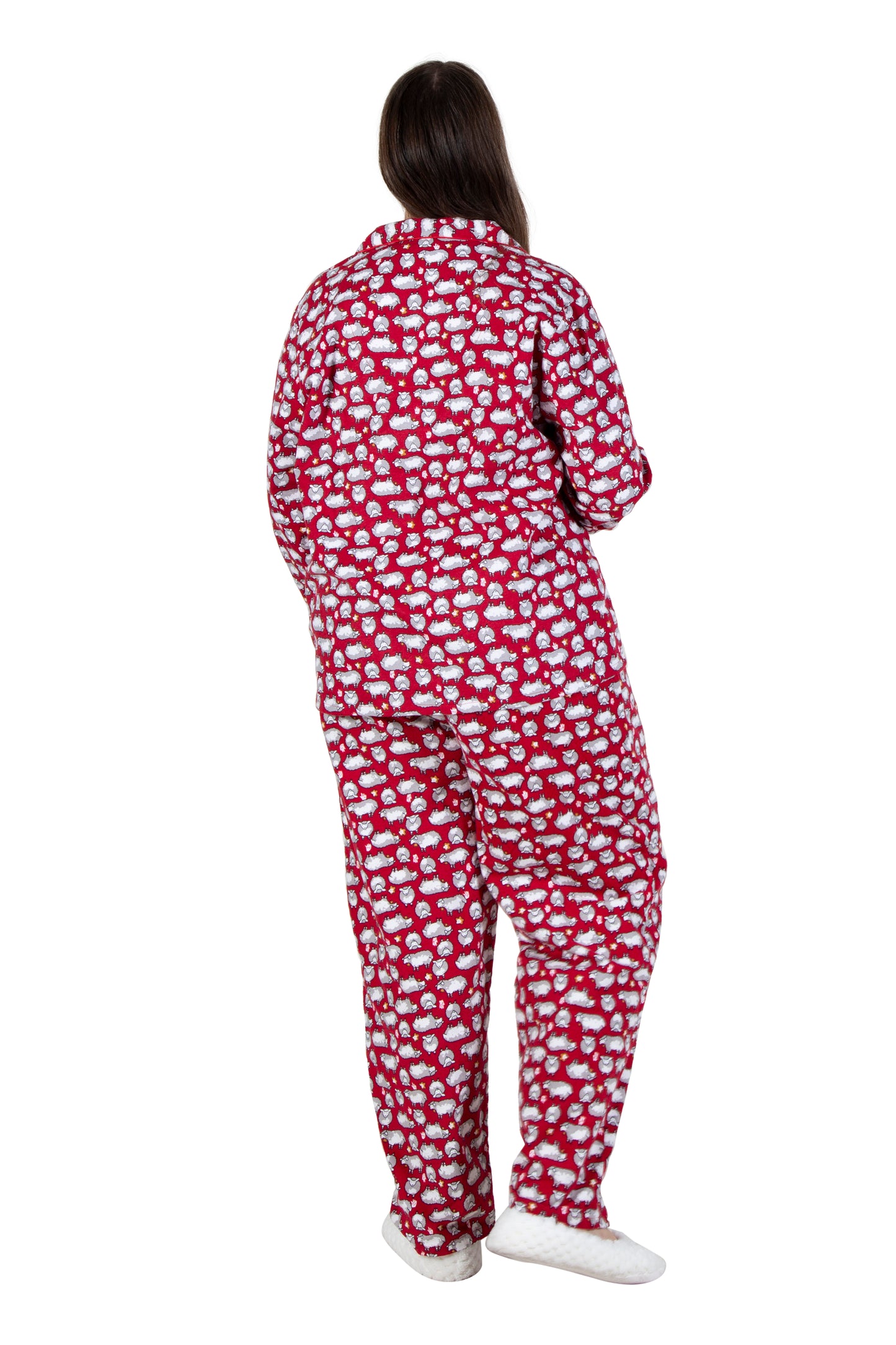 Flannel Sheep Print Plus Size Pajama Set