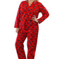 La Cera Long Sleeve Printed Flannel Pajama Set - La Cera