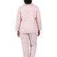 Plus Size Wispy Floral Long Flannel Pajama Set - La Cera