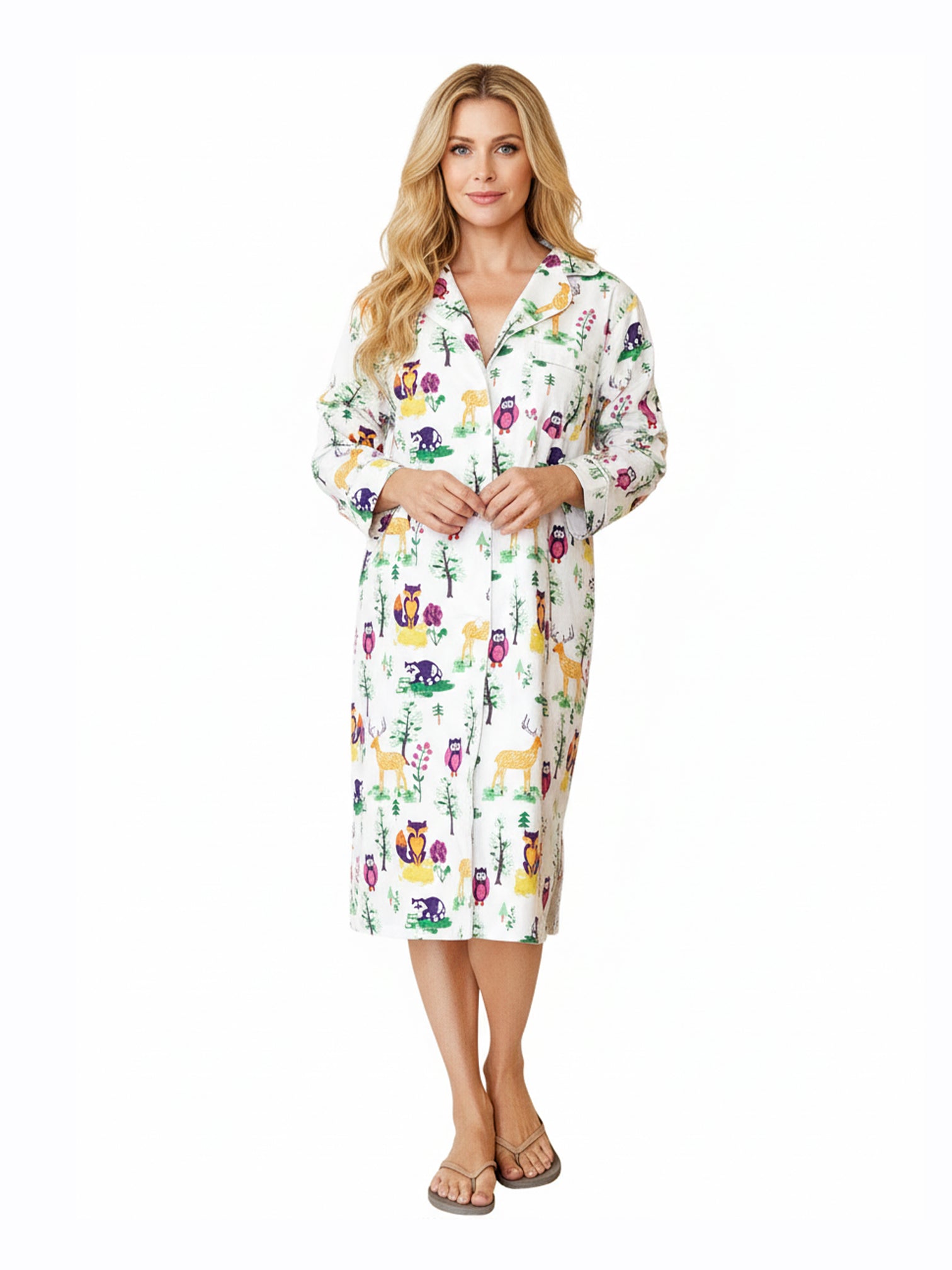 Forest Animals Flannel Night Shirt - La Cera