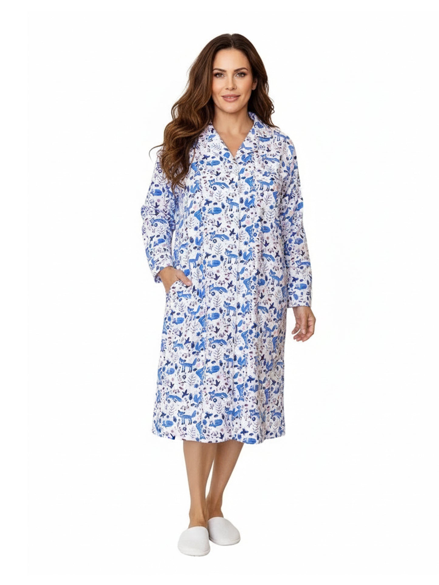 Blue Fox Flannel Night Shirt - La Cera
