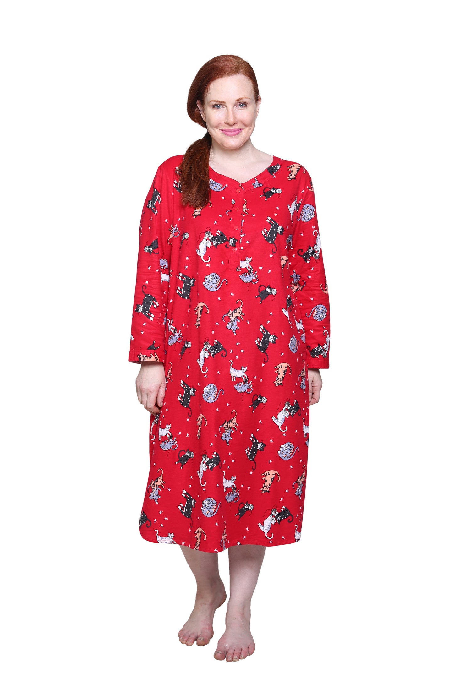 La Cera Plus Size Flannel Night Shirt