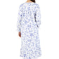 La Cera Porcelain Blue Floral Flannel Gown - La Cera