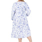 La Cera Plus Size Porcelain Blue Floral Flannel Gown