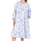Lace Trimmed Cotton Flannel Wispy Floral Night Gown - La Cera