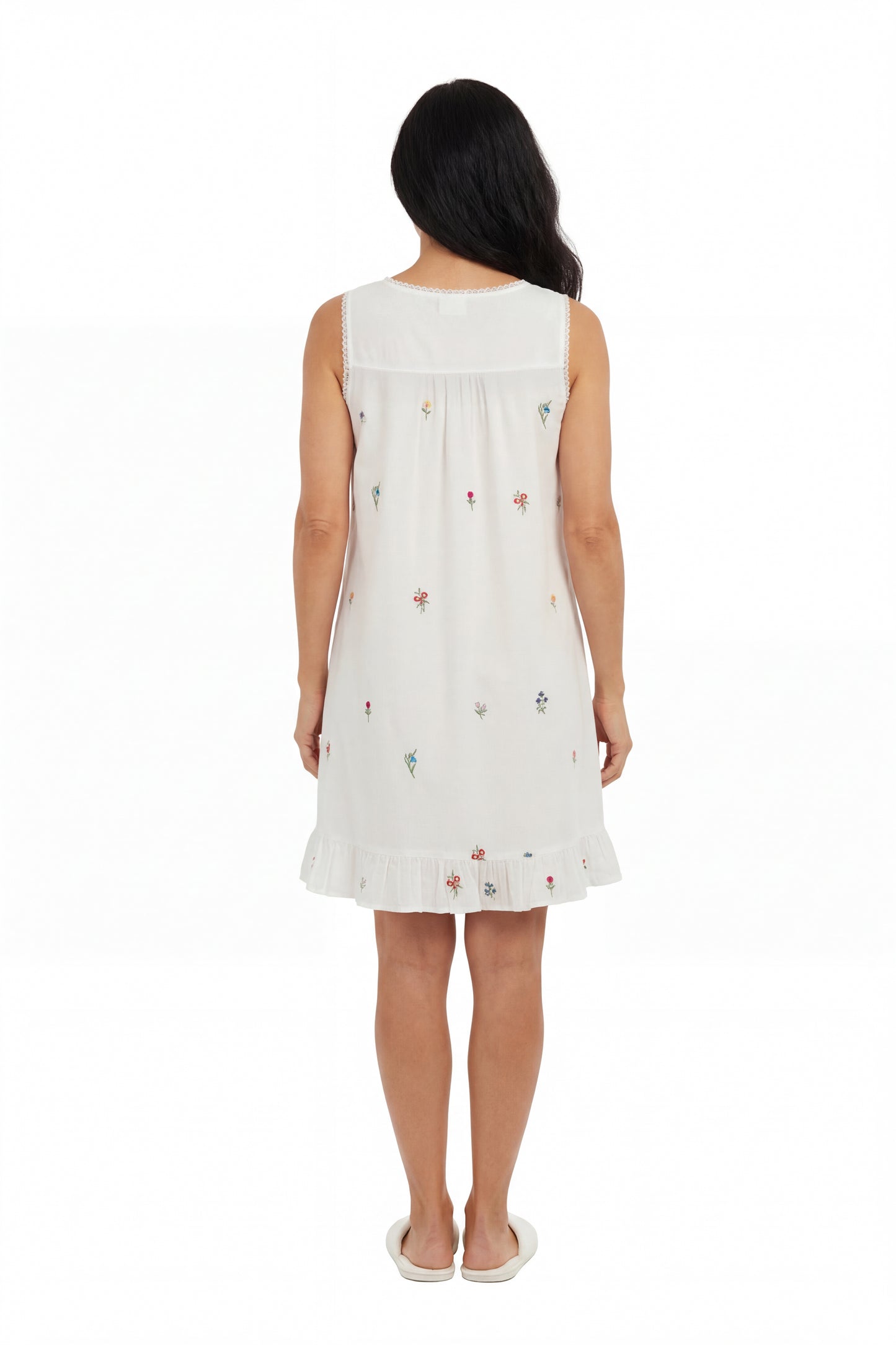 La Cera Embroidered Flower Chemise - La Cera