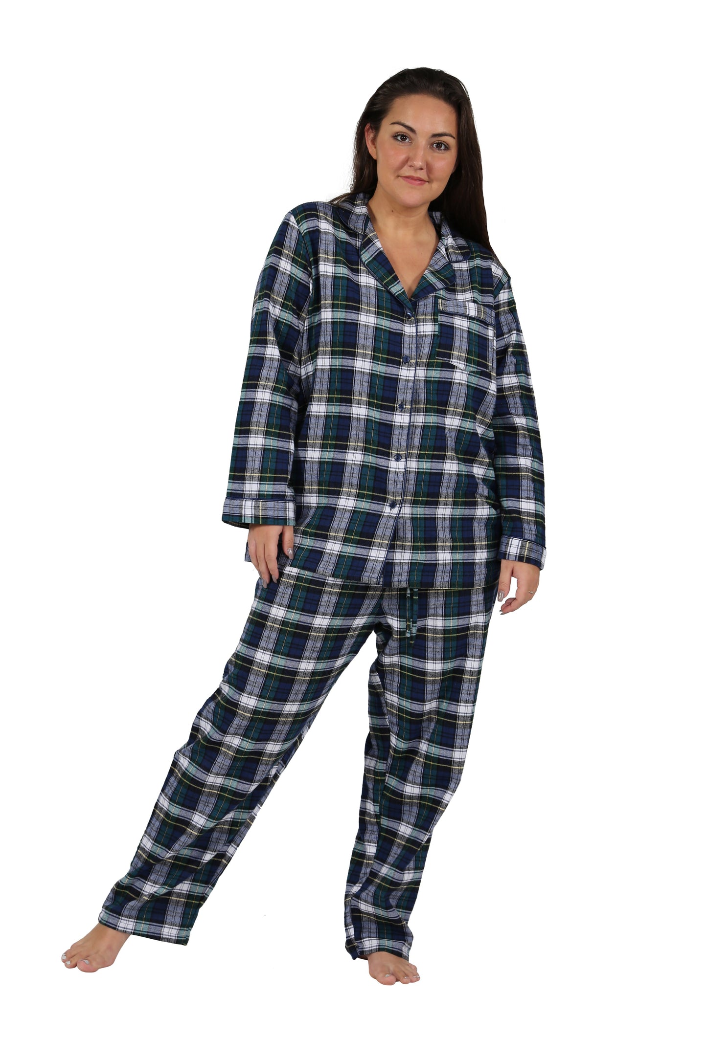 100% Cotton Yarn Dyed Plaid Flannel Pajama Set