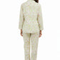 La Cera Long Sleeve White Lime Floral Pajama Set