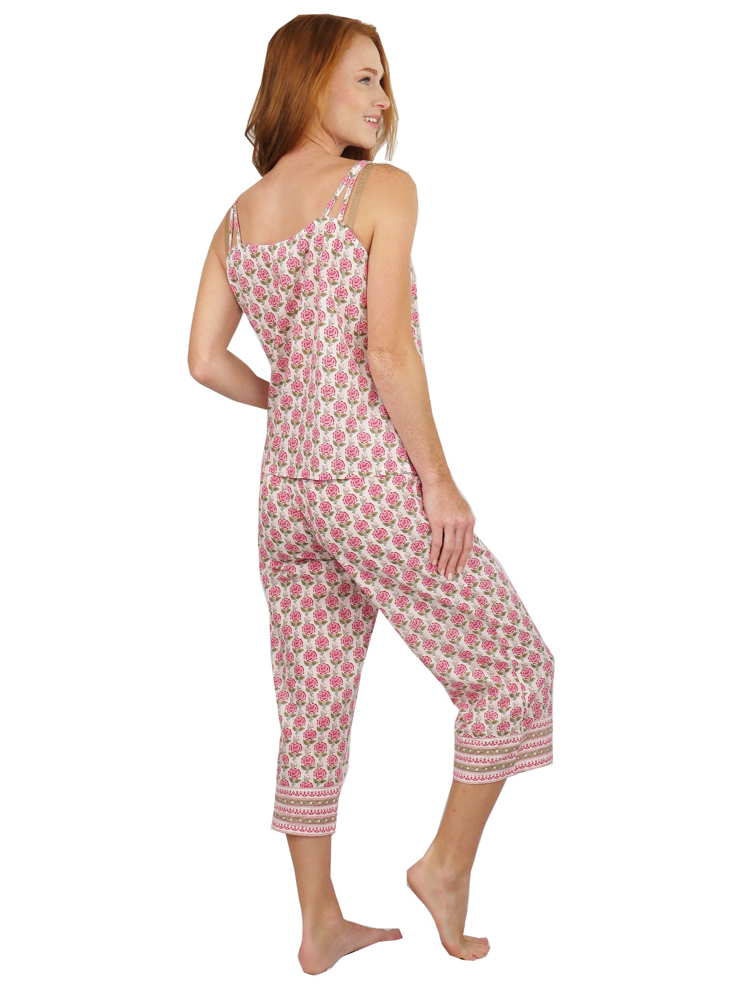 Floral Cotton Capri Print Pajamas - La Cera