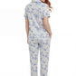 La Cera Short Sleeve Blue Floral Print Pajama Set - La Cera