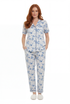 La Cera Short Sleeve Blue Floral Print Pajama Set - La Cera