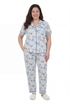 La Cera Plus Size Short Sleeve Blue Floral Print Pajama Set - La Cera