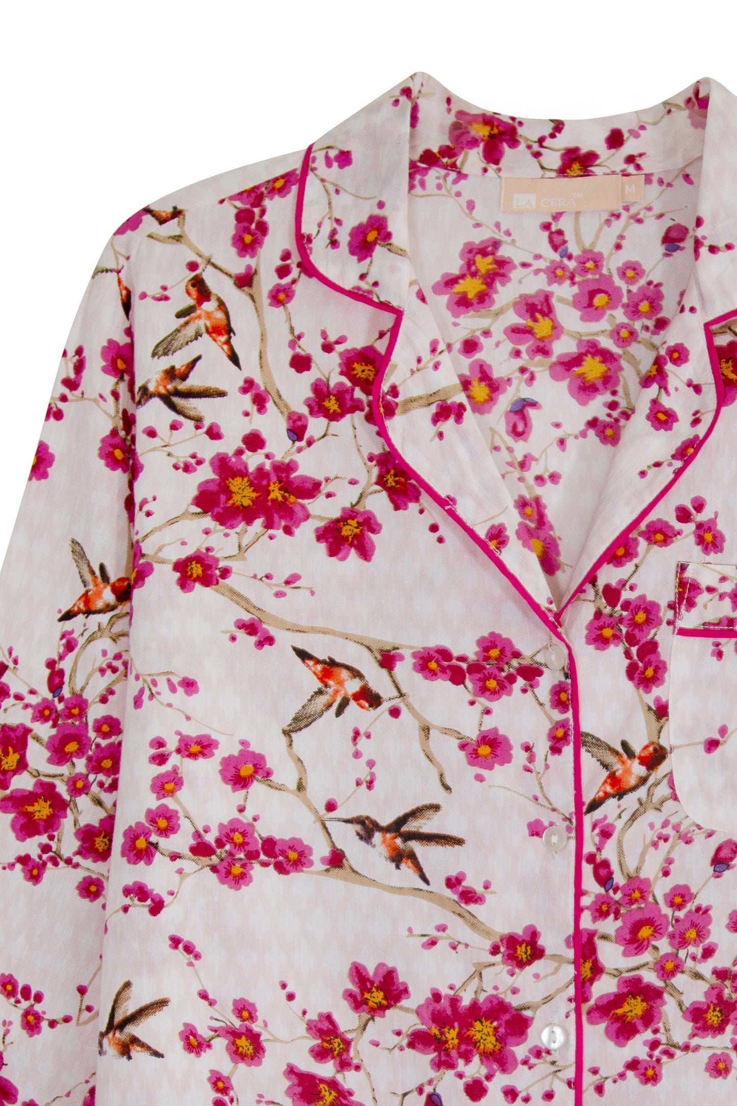 La Cera Cherry Blossom Cotton Pajama Set  - Plus Size