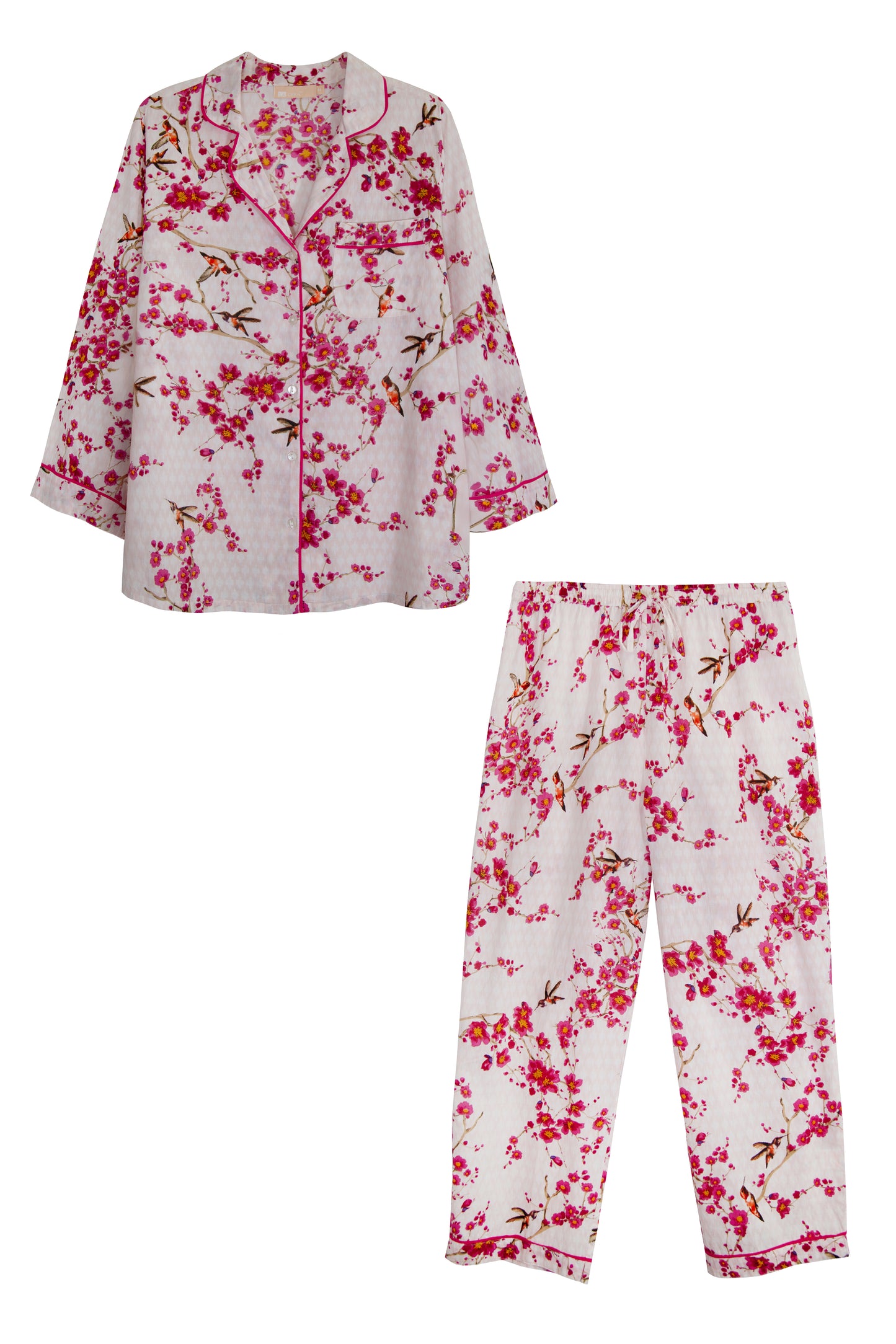 La Cera Cherry Blossom Cotton Pajama Set  - Plus Size