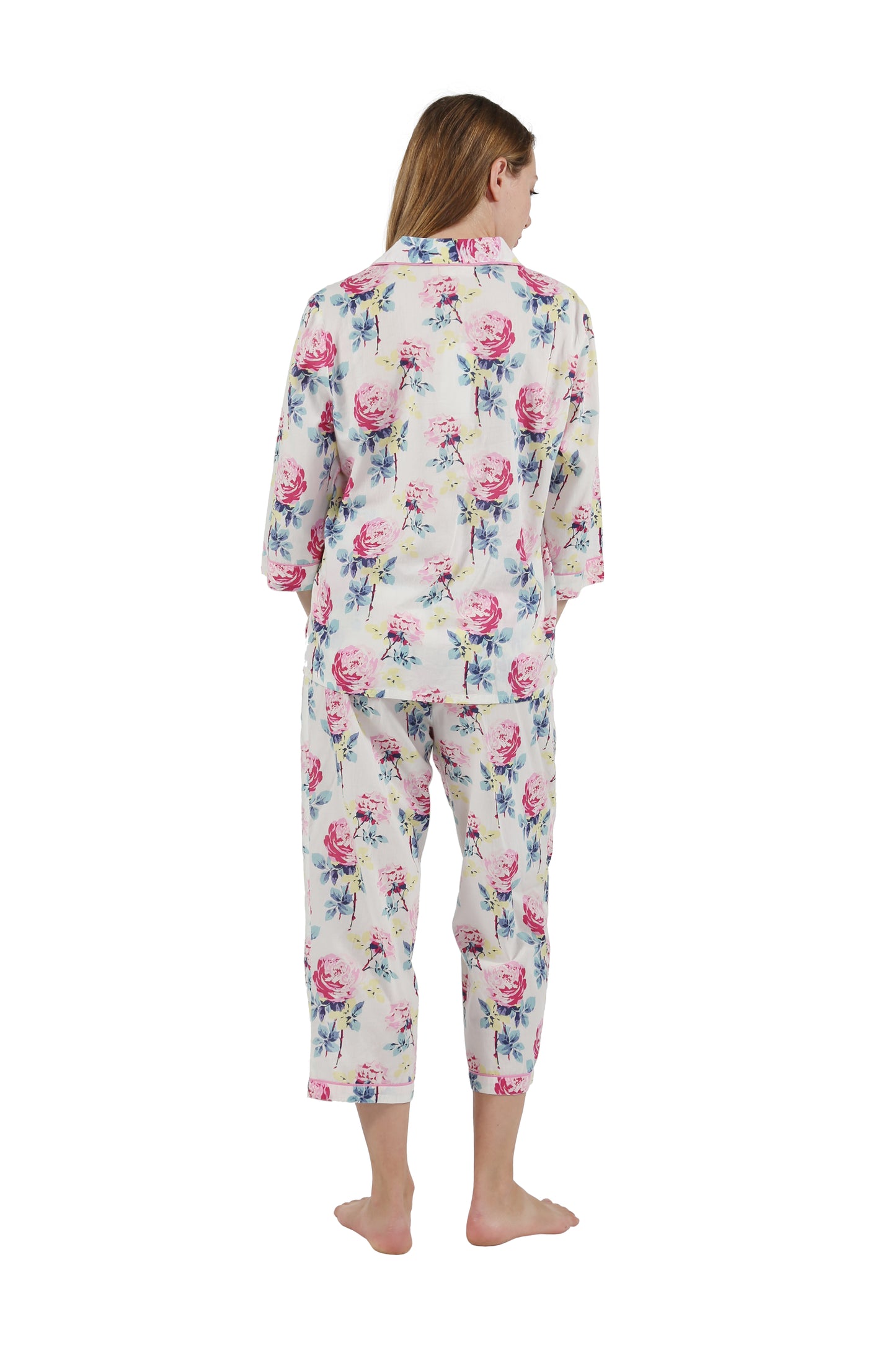 La Cera Cotton Pajama Set Peach - La Cera