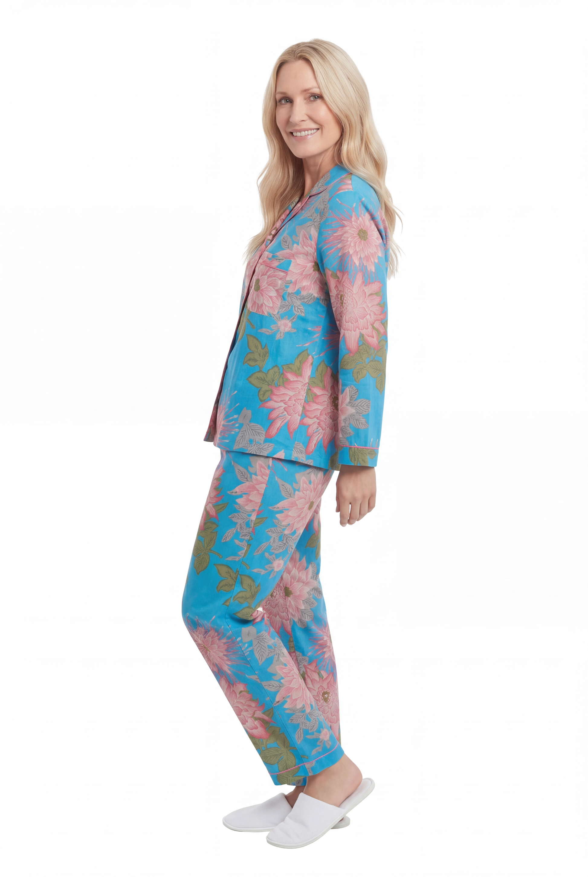 La Cera Cotton Lotus Pajama Set - La Cera