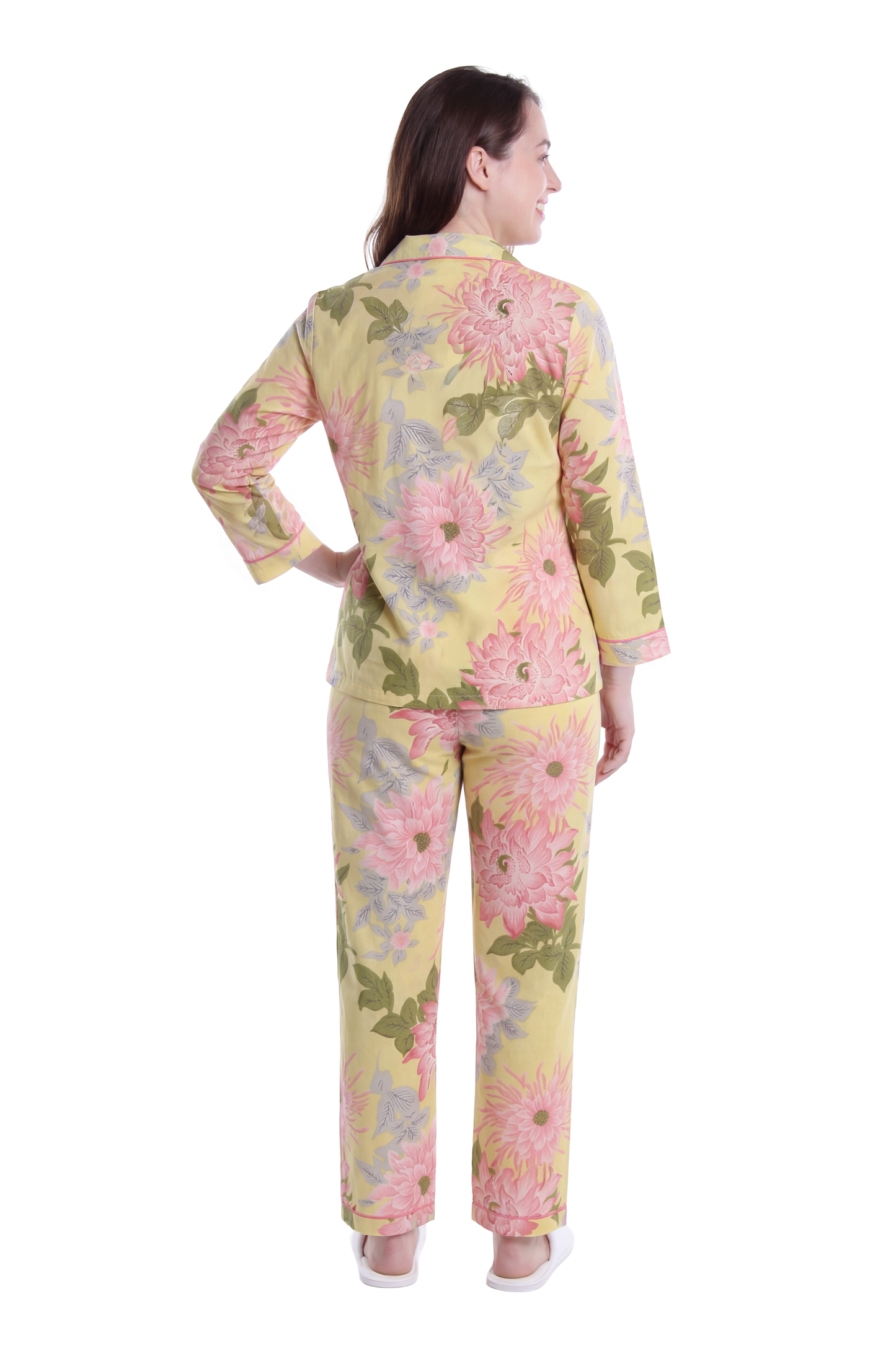 La Cera Cotton Lotus Pajama Set - La Cera