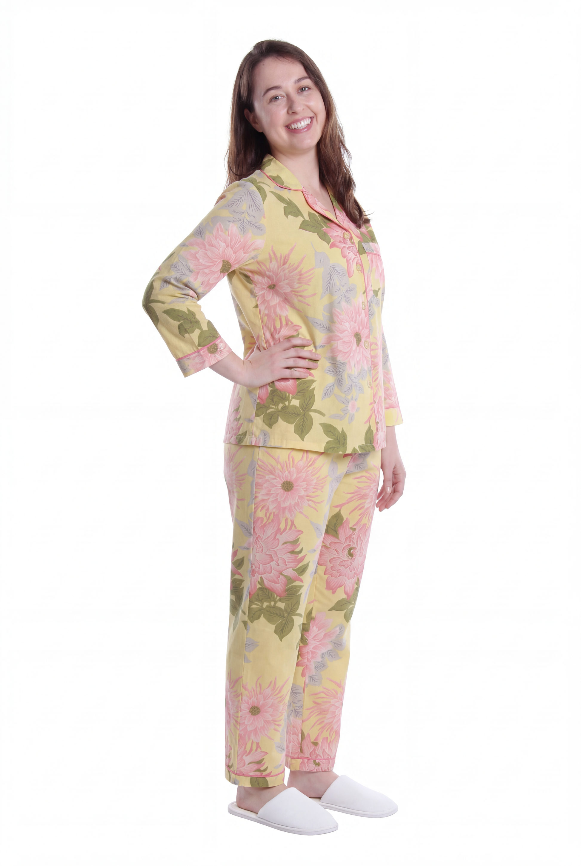 La Cera Cotton Lotus Pajama Set - La Cera