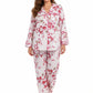 La Cera Cherry Blossom Cotton Pajama Set  - Plus Size