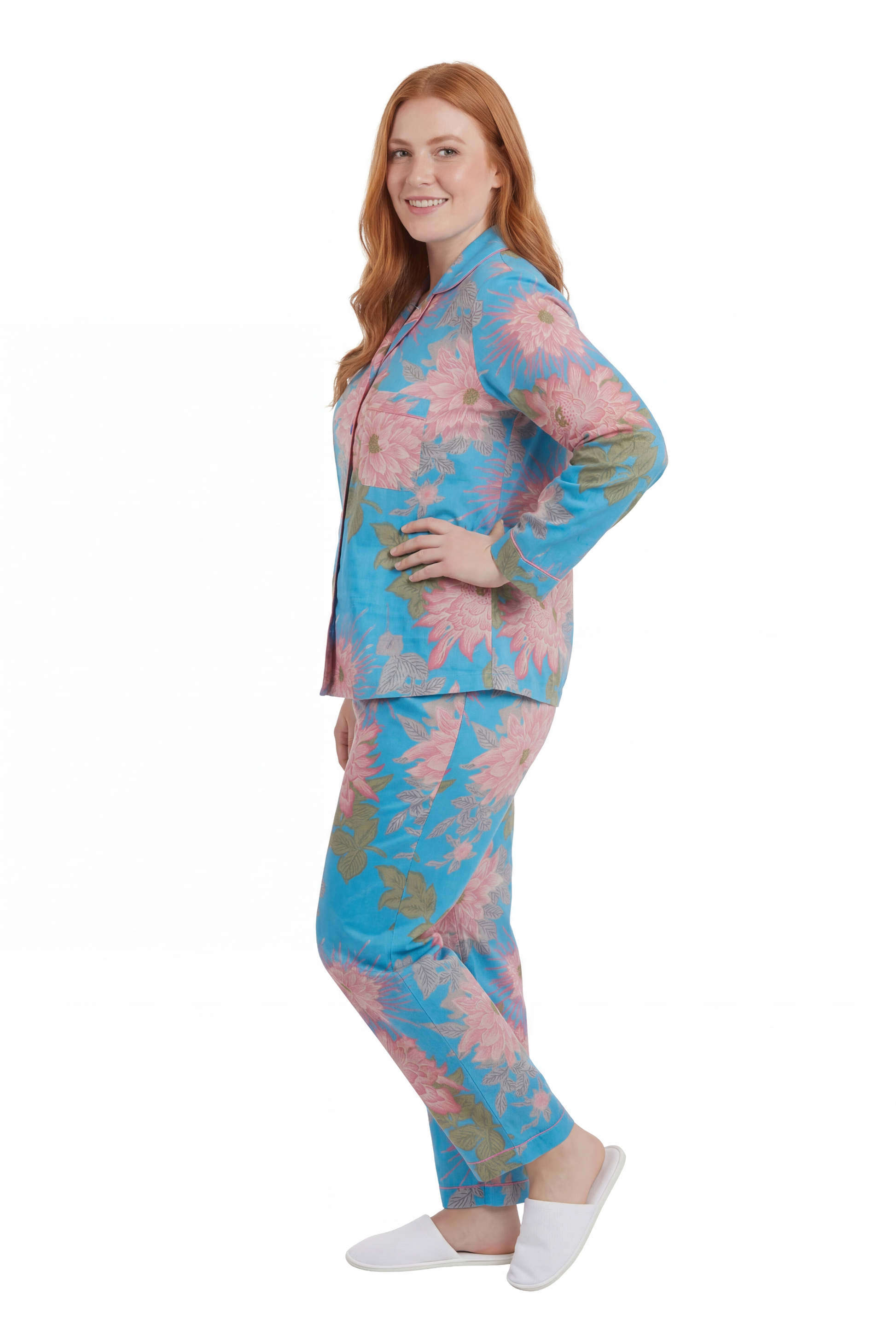 La Cera Cotton Lotus Pajama Set - Plus Size - La Cera