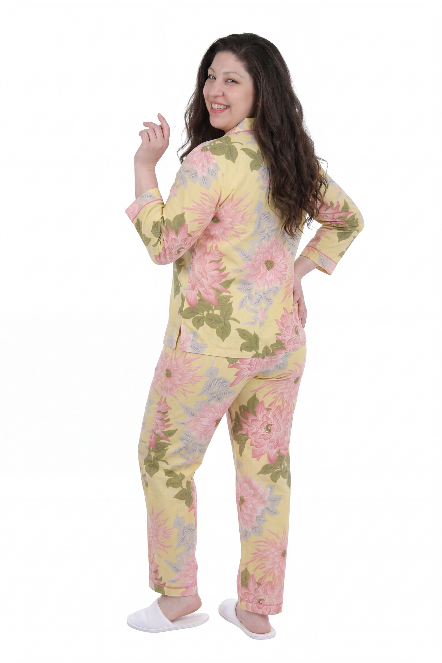 La Cera Cotton Lotus Pajama Set - Plus Size - La Cera