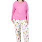 Pink Flannel Cat Print Plus Size Pajama Set - La Cera