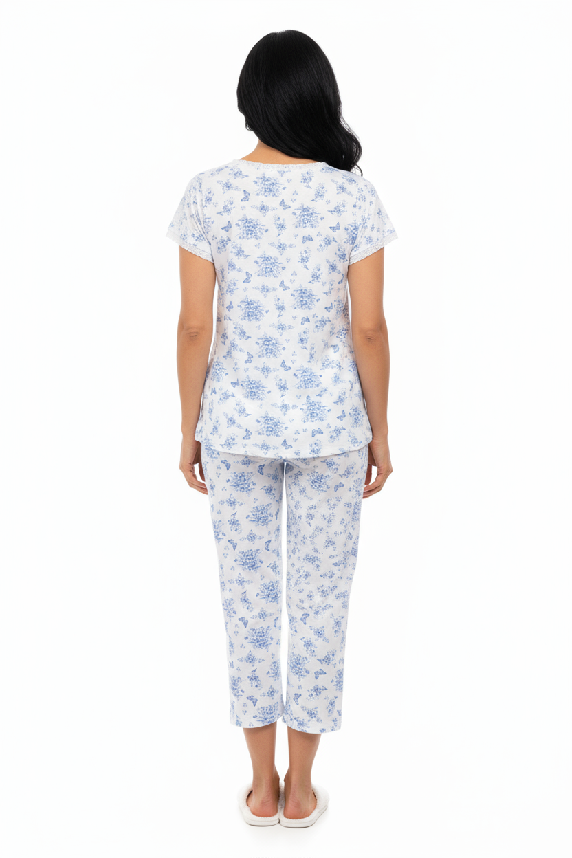 Cotton Knit Butterfly Toile Capri PJ