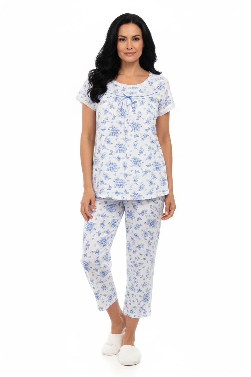 Cotton Knit Butterfly Toile Capri PJ