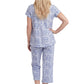 La Cera Cotton Knit Capri PJ - La Cera