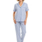 La Cera Pin Stripe Cotton Knit Capri PJ - La Cera