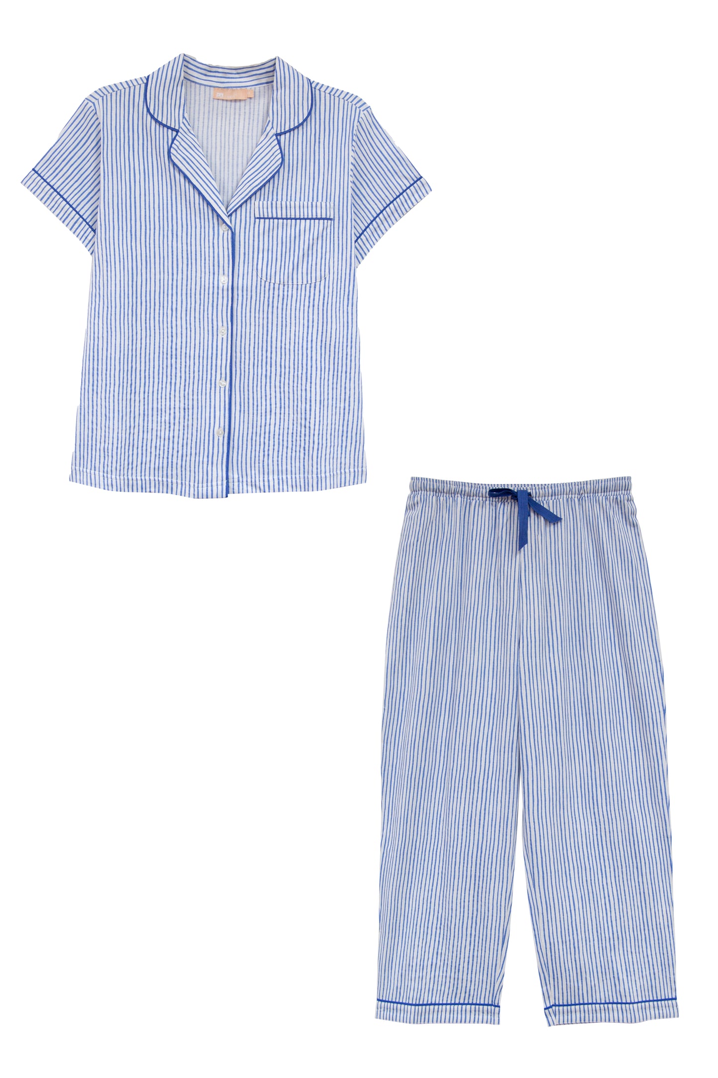 La Cera Plus Size Pin Stripe Cotton Knit Capri PJ - La Cera