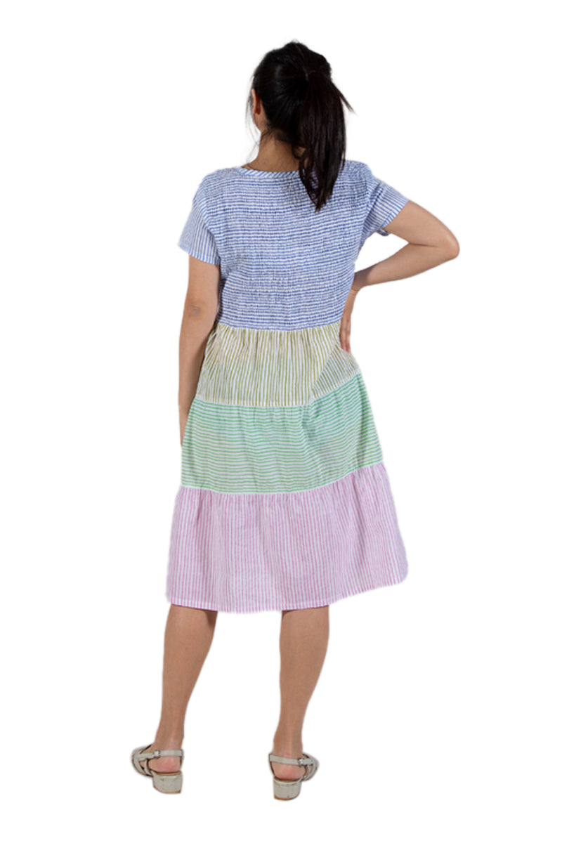 La Cera Cap Sleeve Short Smock Tier Dress - La Cera