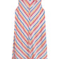 La Cera Plus Size Stripe Snap Front Sleeveless Cotton Dress