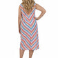 La Cera Plus Size Stripe Snap Front Sleeveless Cotton Dress