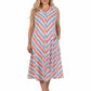 La Cera Plus Size Stripe Snap Front Sleeveless Cotton Dress