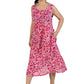 La Cera Crinkle Cotton A-line Print Dress - La Cera